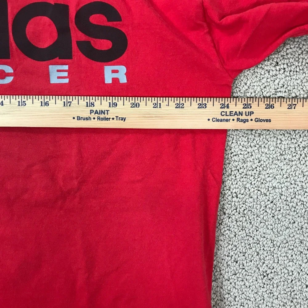 Vintage 90s Adidas Soccer T Shirt Red XL Made in USA Single Stitch Graphic Tee